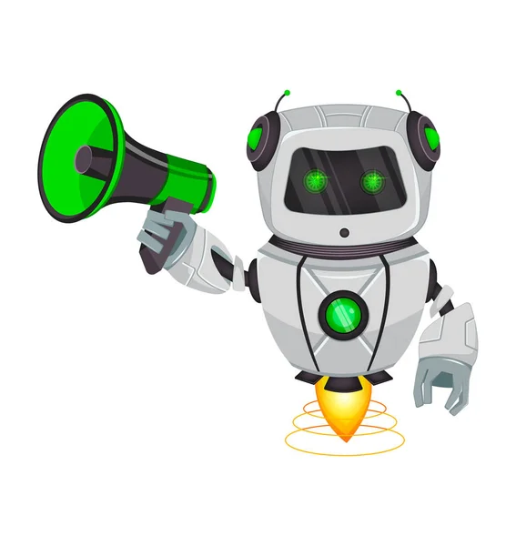 Robô Com Inteligência Artificial Bot Personagem Desenho Animado Engraçado Detém —  Vetores de Stock