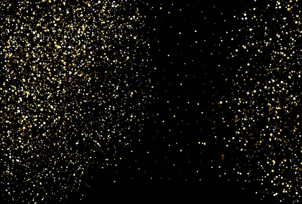 Pontos Dourados Fundo Preto Espumante Ouro Confete Textura Abstrata Brilhante — Vetor de Stock