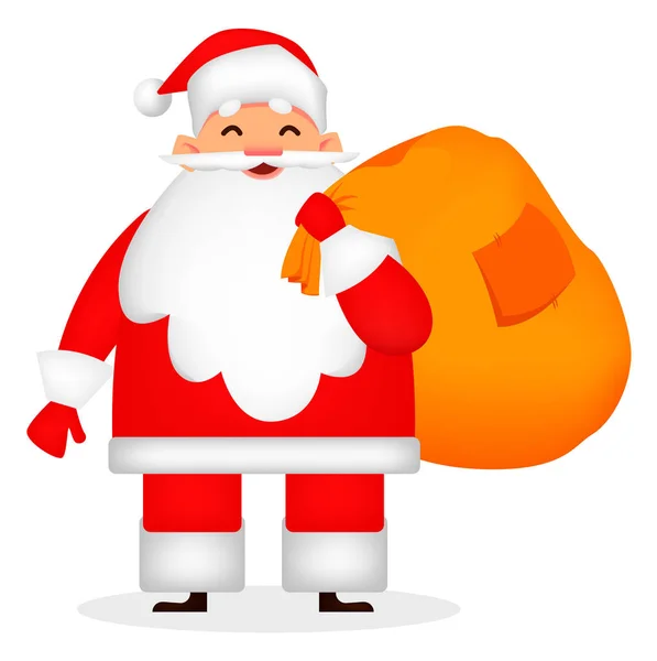 Carte Voeux Noël Funny Santa Claus Tient Grand Sac Avec — Image vectorielle