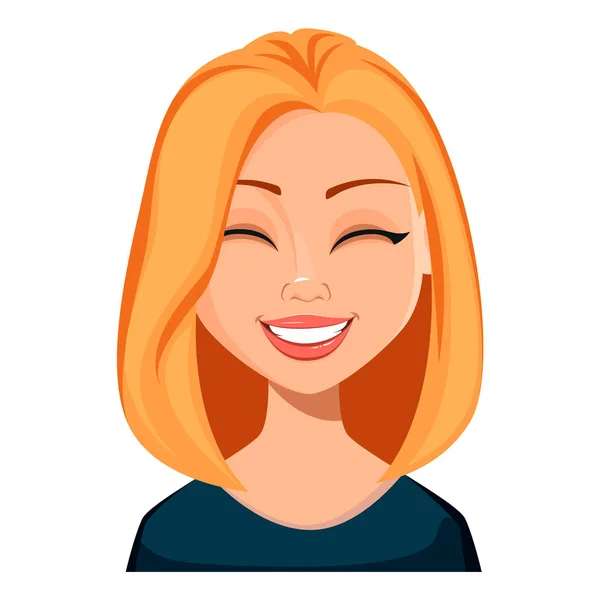 Face Expression Woman Blond Hair Laughing Beautiful Cartoon Character Modern — Stock Vector