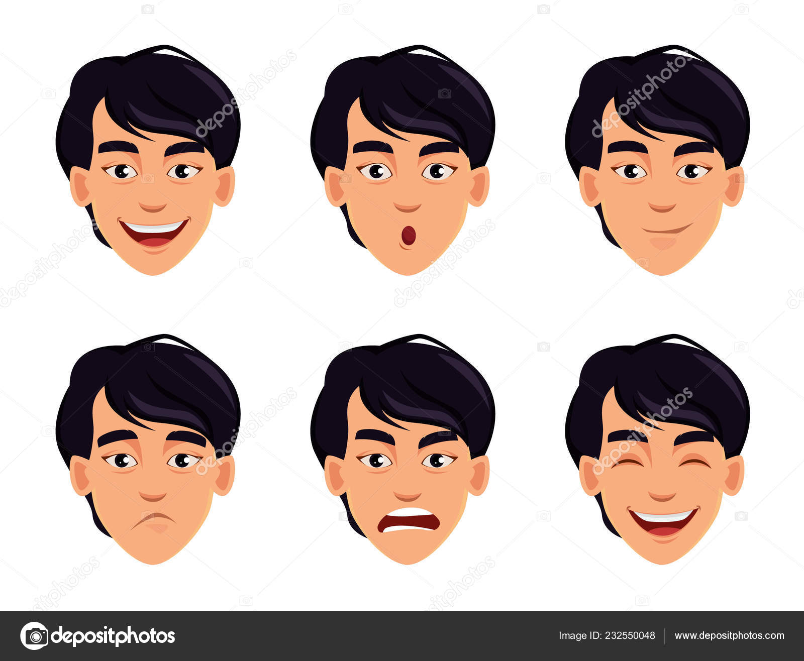 Face Expressions Asian Man Different Male Emotions Set Handsome Cartoon Stock Vector Image by ©VectorKIF #232550048 Face Expressions Asian Man Different Male Emotions Set Handsome Cartoon Stock Vector Image by ©VectorKIF #232550048