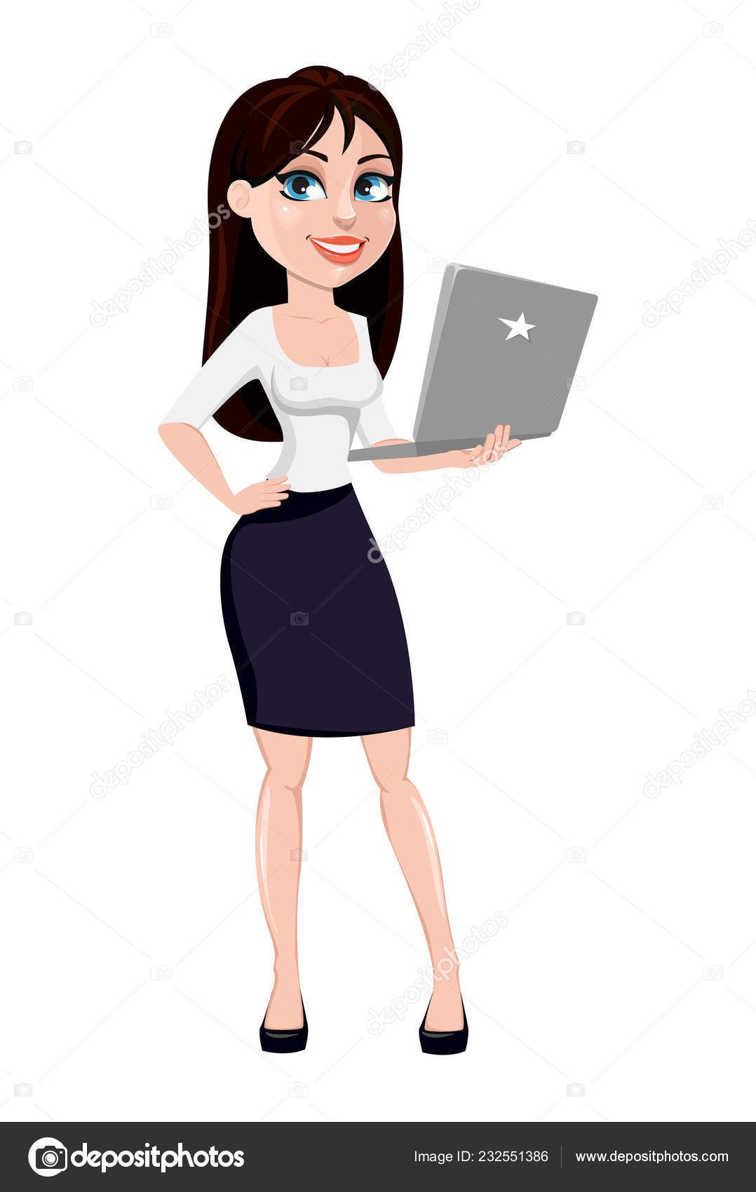 Business Woman Brown Hair Concept Cartoon Character Office Style Clothes  Stock Vector Image by ©VectorKIF #232551386