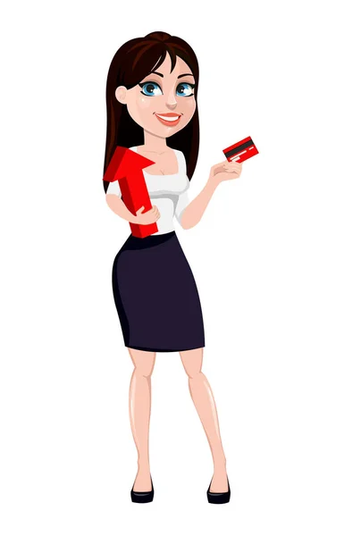 Geschäftsfrau Mit Braunen Haaren Konzept Der Zeichentrickfigur Bürokleidung Moderne Geschäftsfrau — Stockvektor