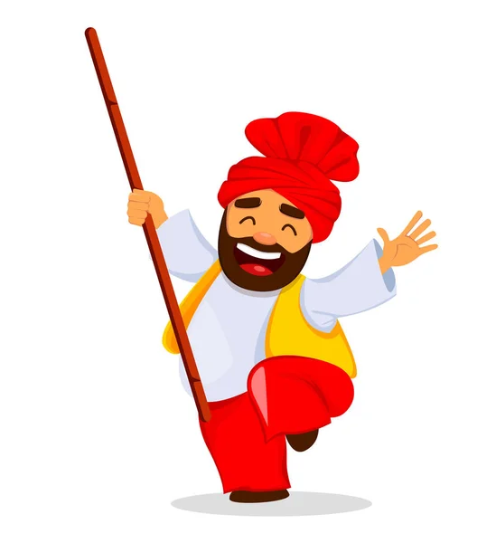Popular Festival Folclórico Invierno Punjabi Lohri Divertido Hombre Sikh Celebrando — Vector de stock