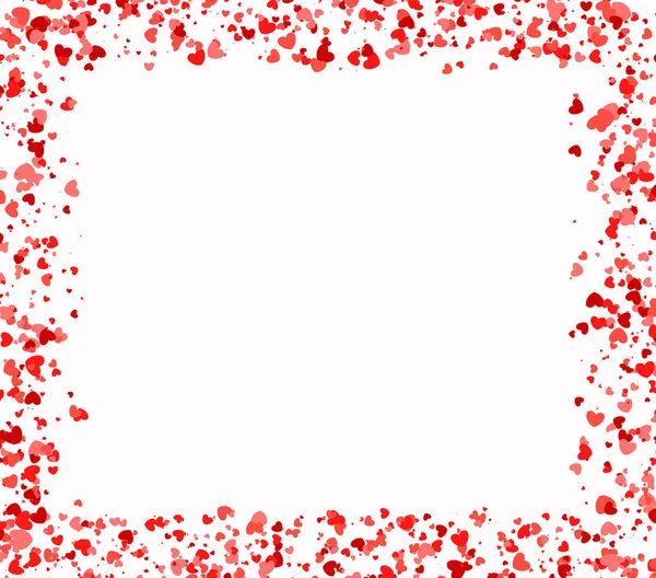 Vierkant Gemaakt Van Rood Roze Hartjes Lege Ruimte Het Midden — Stockvector