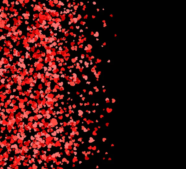 Красные Розовые Сердца Падают Неба Пустое Пространство Справа День Святого — стоковый вектор