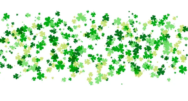 День Святого Патрика Фон Зелеными Листьями Клевера Трилистника Концепция Удачи — стоковый вектор