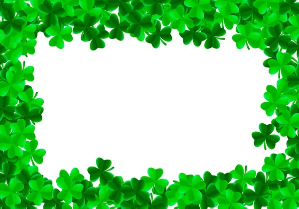 Saint Patrick Day Background Green Bright Leaves Trefoil Clover White — Stock Vector