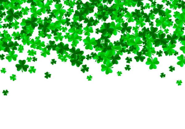 Saint Patrick Day Background Green Bright Leaves Trefoil Clover Falling — Stock Vector