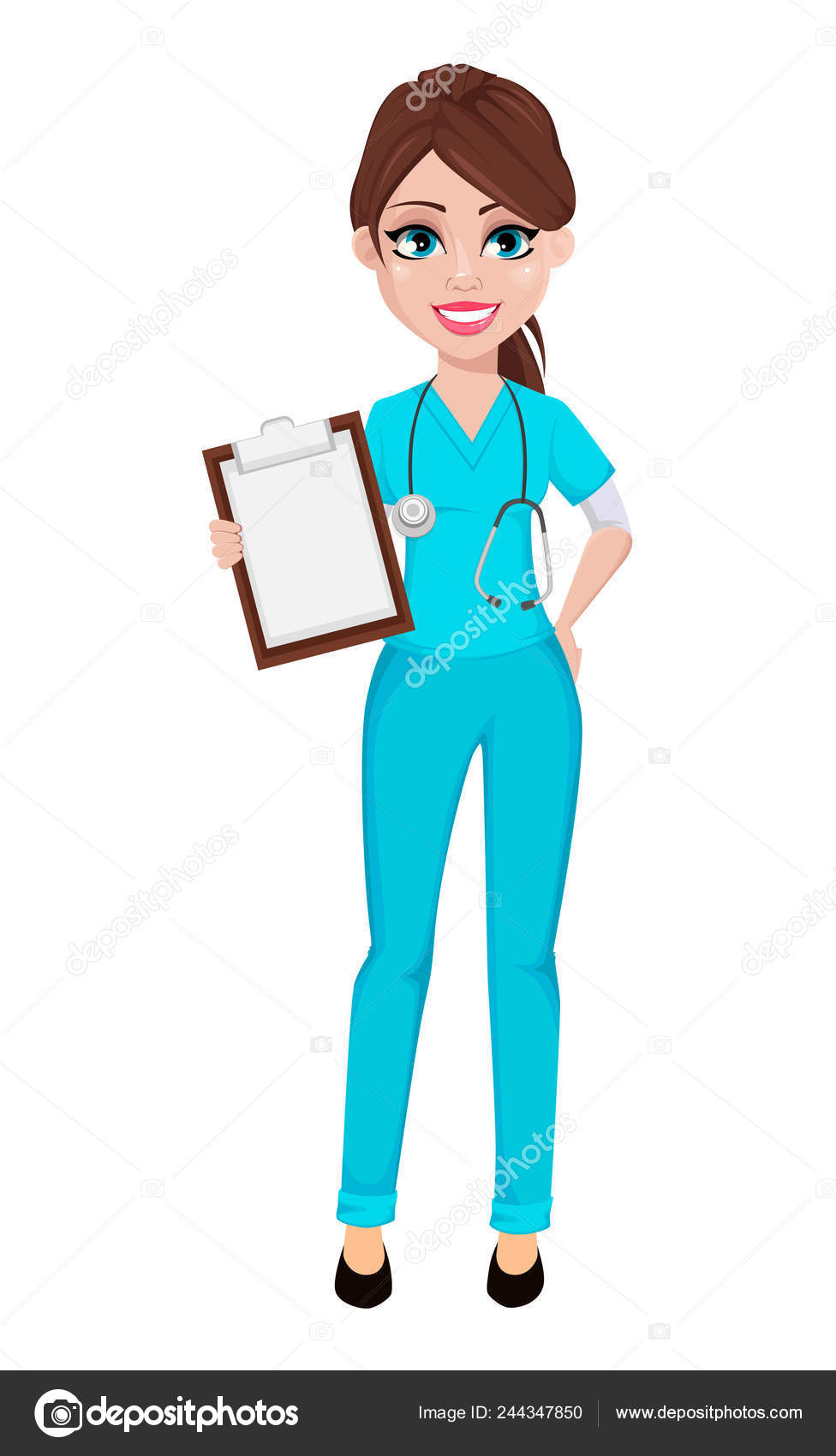 Mulher Do Doutor, Equipe Médica Profissional. Médico Bonito Do Caráter Dos  Desenhos Animados. Conjunto Com Lista De Verificação E Com Bandeiras.  Ilustração Do Vetor. Royalty Free SVG, Cliparts, Vetores, e Ilustrações  Stock.