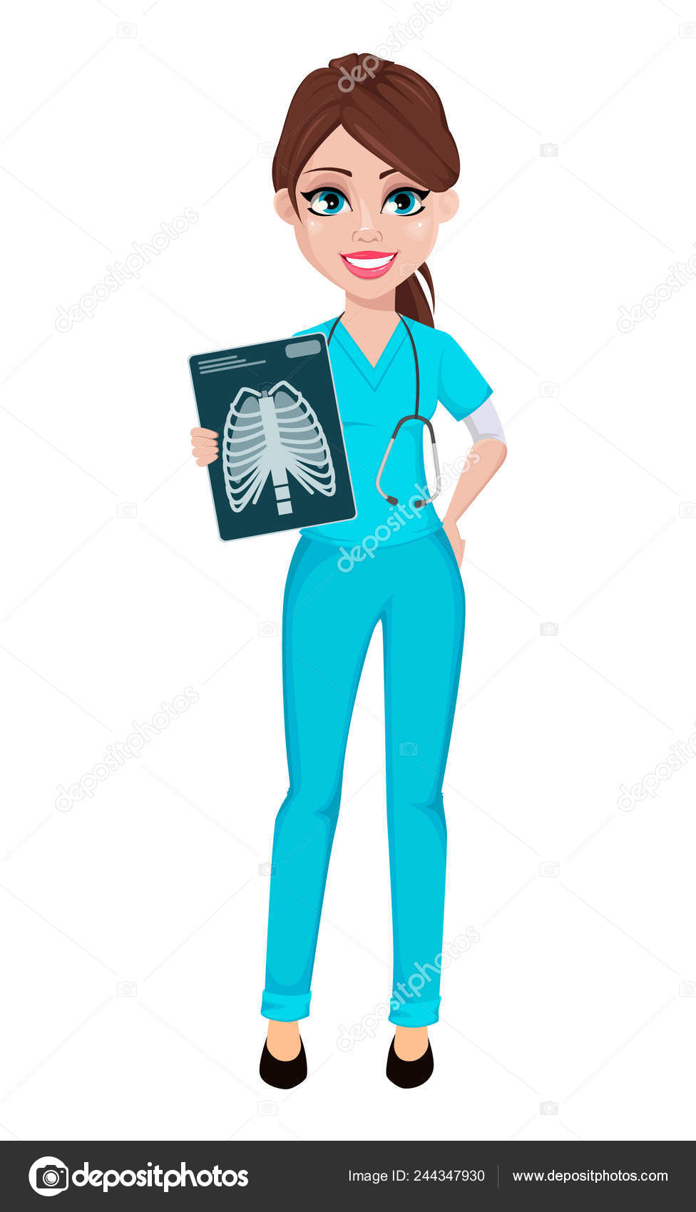 Médica segurando uma prancheta jovem médica de desenho animado com  ilustração vetorial conceito médico