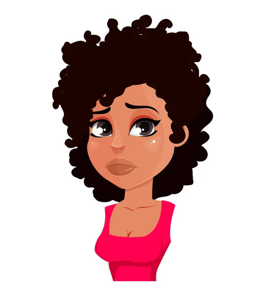 Face Expression African American Woman Red Blouse Disappointed Female Emotion — Stock Vector