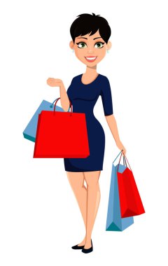 Kısa saç kesimi ile mutlu modern kadın