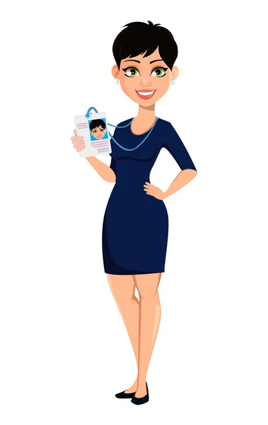 Happy modern business woman with short haircut — Stock Vector