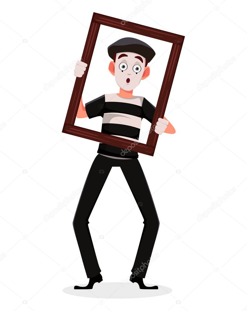 April Fool's Day. Mime cartoon character 