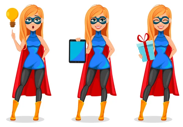 Успешная женщина в костюме супергероя — стоковый вектор