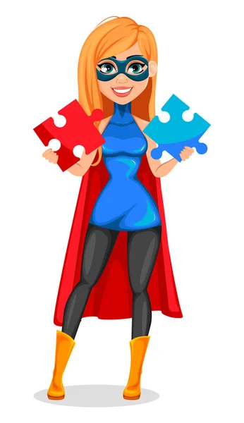 Femme réussie portant costume de super-héros — Image vectorielle