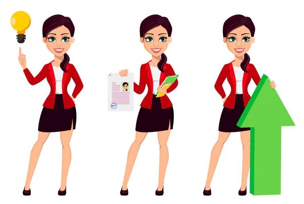 Karakter kartun Businesswoman. Wanita cantik - Stok Vektor