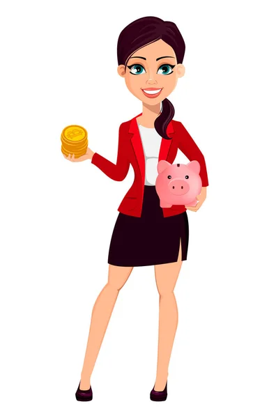 Personaje de dibujos animados de mujer de negocios. Hermosa mujer — Vector de stock