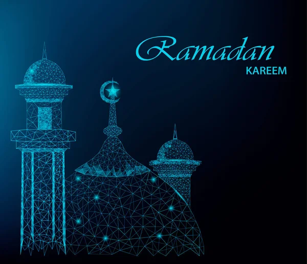 Ramadan greeting card with polygonal mosque — Stock Vector