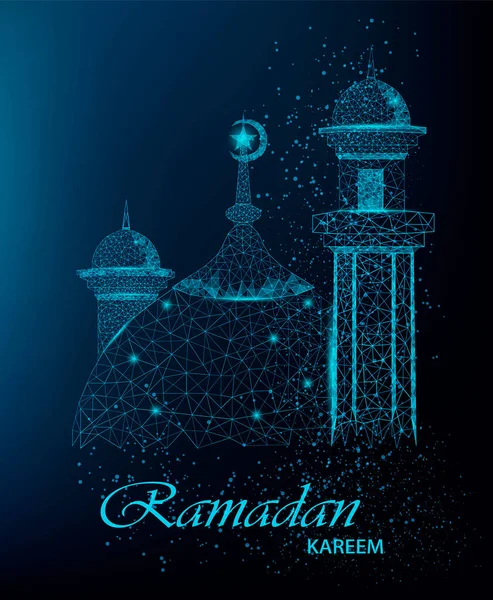 Ramadan greeting card with polygonal mosque — Stock Vector
