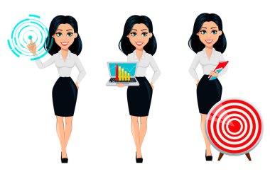 Modern genç iş kadını kavramı, set