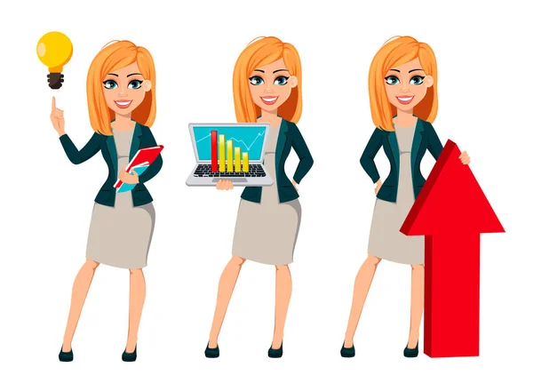 Personaggio dei cartoni animati donna d'affari con i capelli biondi — Vettoriale Stock