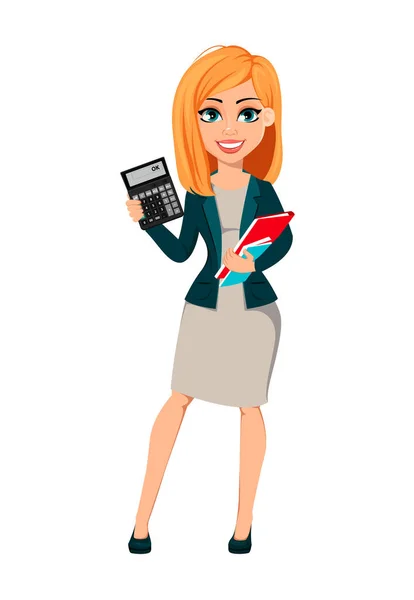 Personnage de bande dessinée femme d'affaires aux cheveux blonds — Image vectorielle