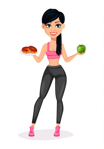 Pretty sporty lady, attractive fitness woman — Stock Vector