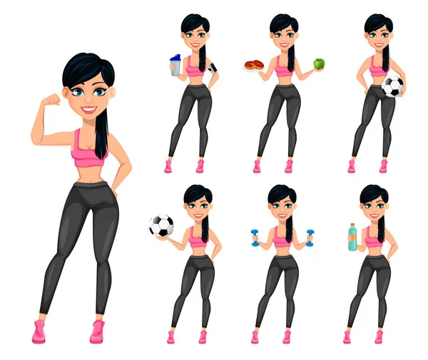 Pretty sporty lady, attractive fitness woman — Stock Vector