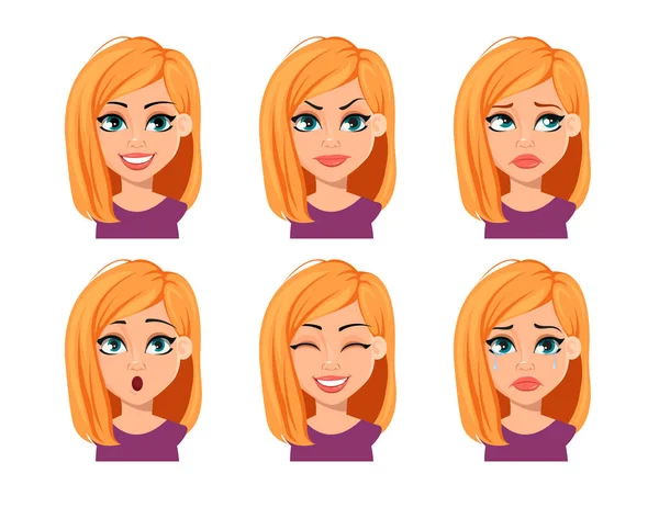 Gesichtsausdruck der Frau mit blonden Haaren — Stockvektor