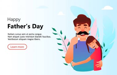 Cheerful daughter hugs his father.