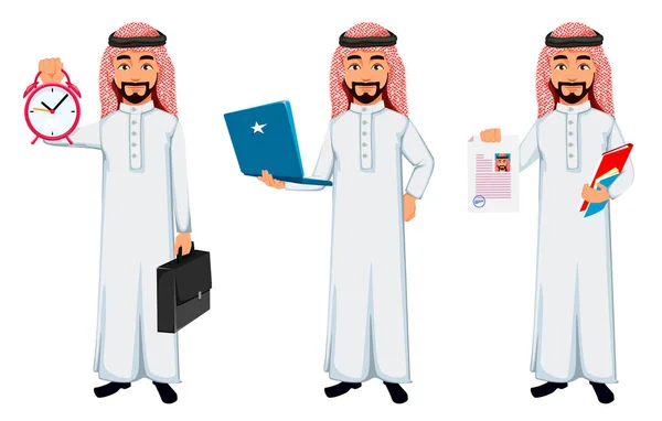 Moderne arabische Geschäftsmann Zeichentrickfigur — Stockvektor