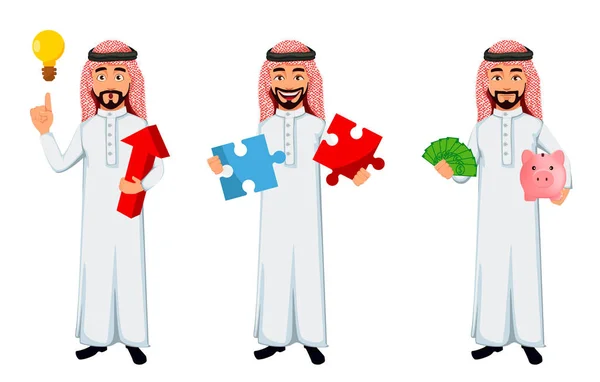 Modern Arab business man cartoon character — Stock Vector