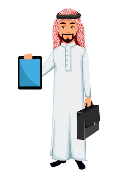 Moderne arabische Geschäftsmann Zeichentrickfigur — Stockvektor