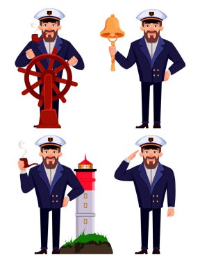 Profesyonel üniformalı geminin kaptanı