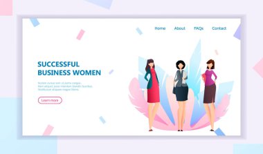 Düz tarzda üç karikatür iş kadınları