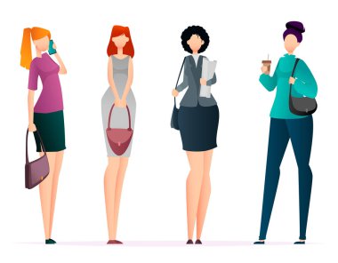 Başarılı iş kadınları, dört pozlar seti