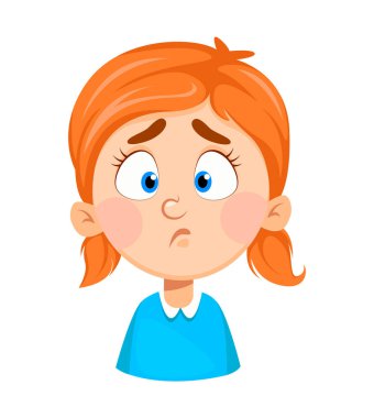 Sevimli küçük kızın yüz ifadesi, üzgün