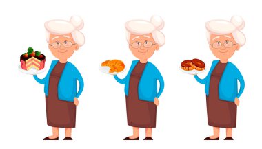 Büyükanne, üç pozlar seti