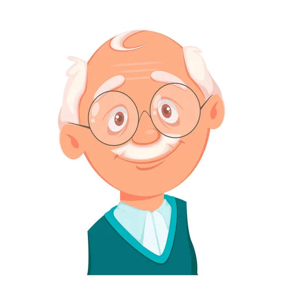 Face expression of grandfather, smiling — Stock Vector