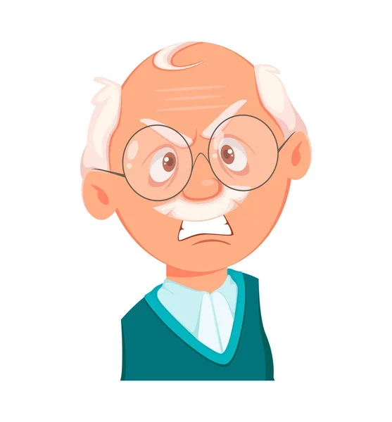 Face expression of grandfather, angry — Stock Vector