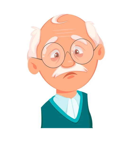 Face expression of grandfather, sad — Stock Vector