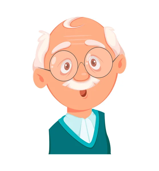 Face expression of grandfather, surprised — Stock Vector