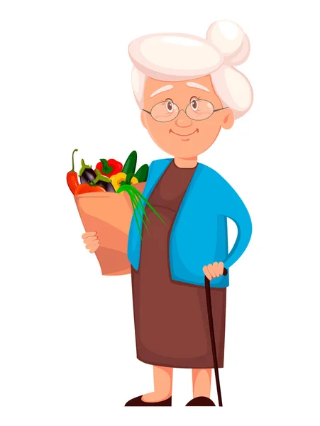 Sebze ile Büyükanne tutma paketi — Stok Vektör