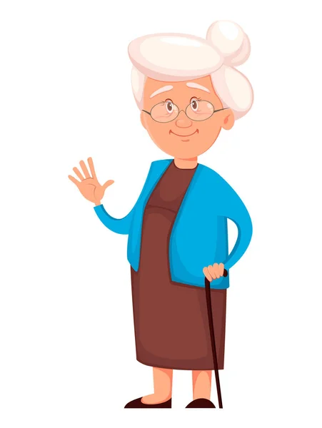Abuela saludando mano — Vector de stock