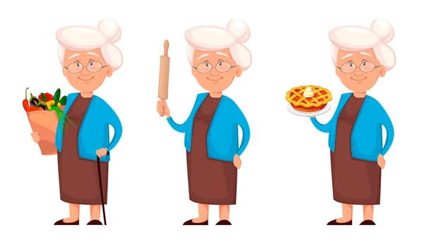 Grand-mère, ensemble de trois poses — Image vectorielle
