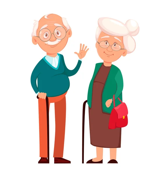 Grandmother standing together with grandfather — Stock Vector