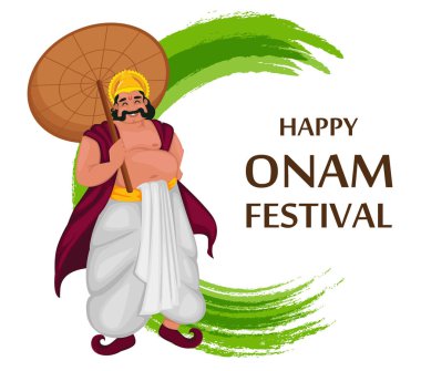 Kral Mahabali. Mutlu Onam Festivali Kerala
