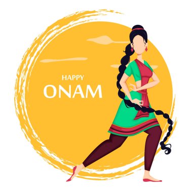 Happy Onam. Indian woman dancing clipart